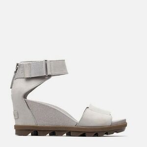 SOREL JOANIE II ANKLE STRAP WEDGE SANDALS IN GREY